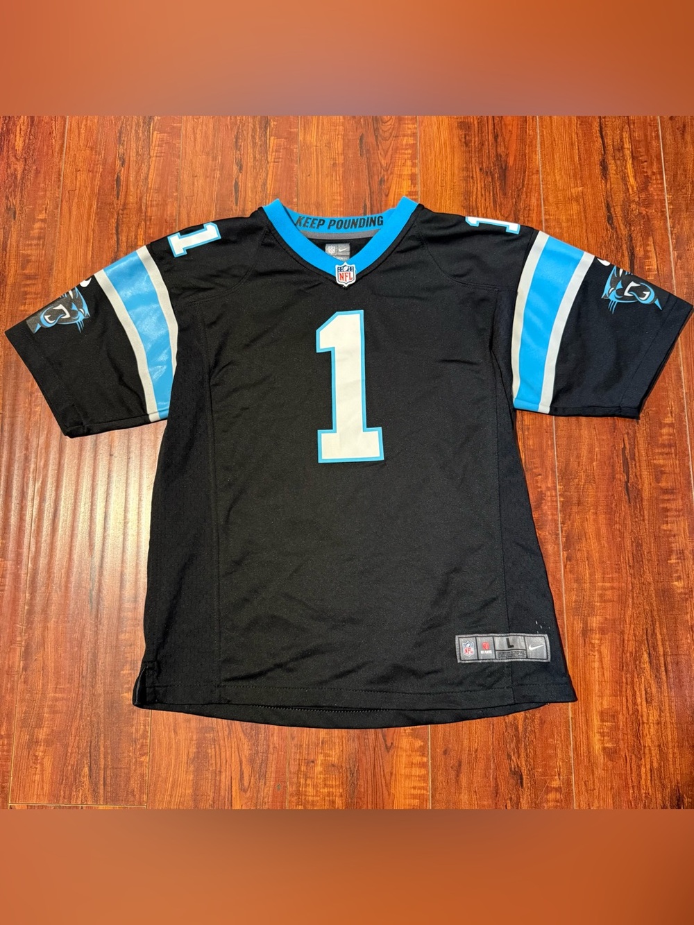 Cam Newton Carolina Panthers #1 Youth/Boys Nike On Field Jersey Preowned Sz Lrg!